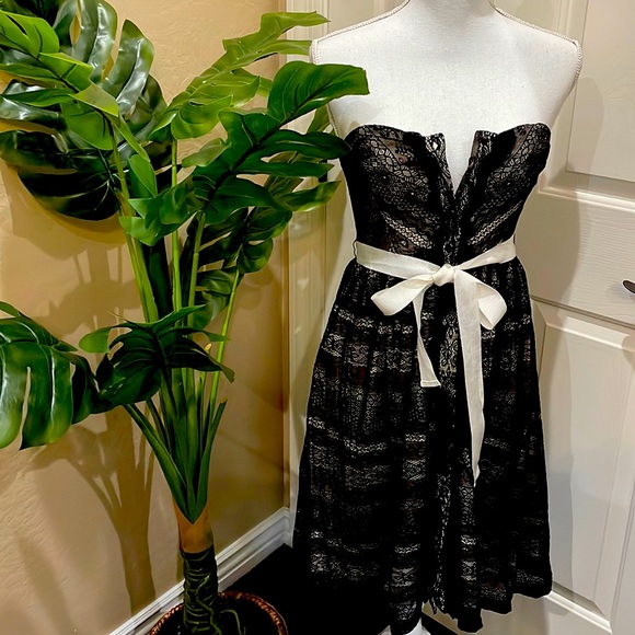 Anthropologie Dresses & Skirts - Anthropologie Moulinette Soeurs black lace strapless dress 👗